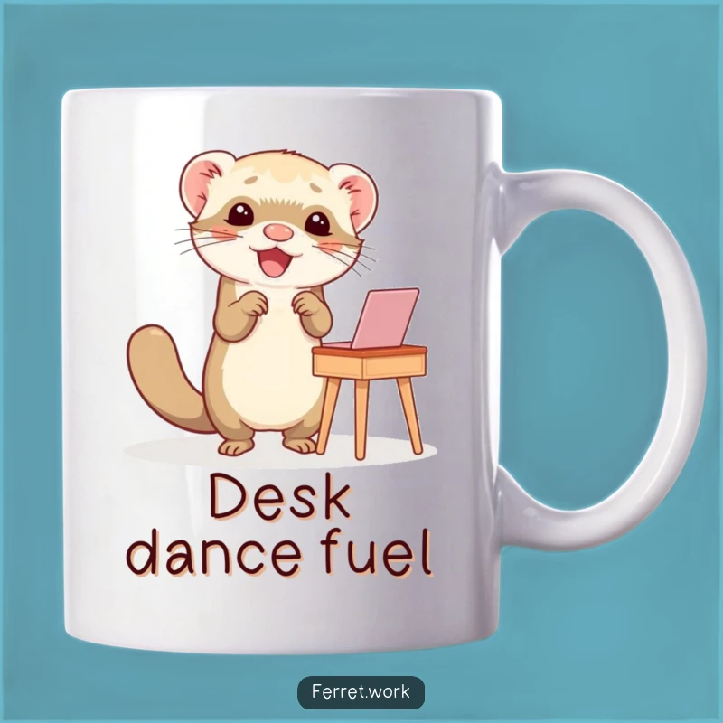 Funny Ferret Happy Dance Desk Mug: The Perfect Hilarious Gift for Energetic People