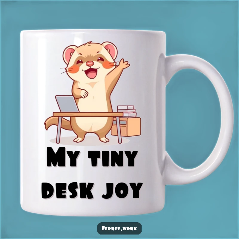 Funny Ferret Happy Dance Desk Mug: The Perfect Hilarious Gift for Work Buddies