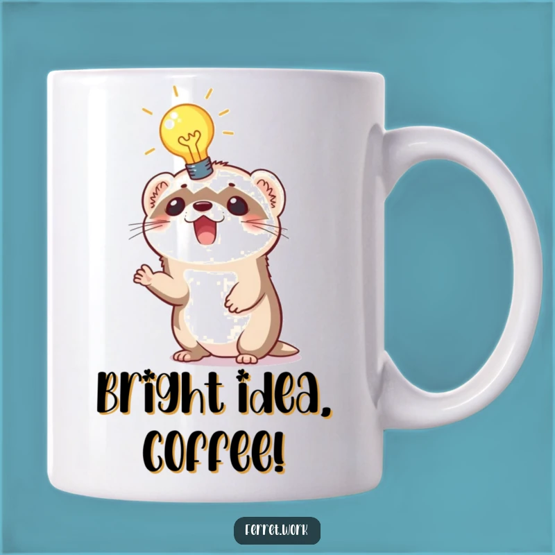 Funny Ferret Idea Mug: Lightbulb moment, a hilarious gift for bright minds.
