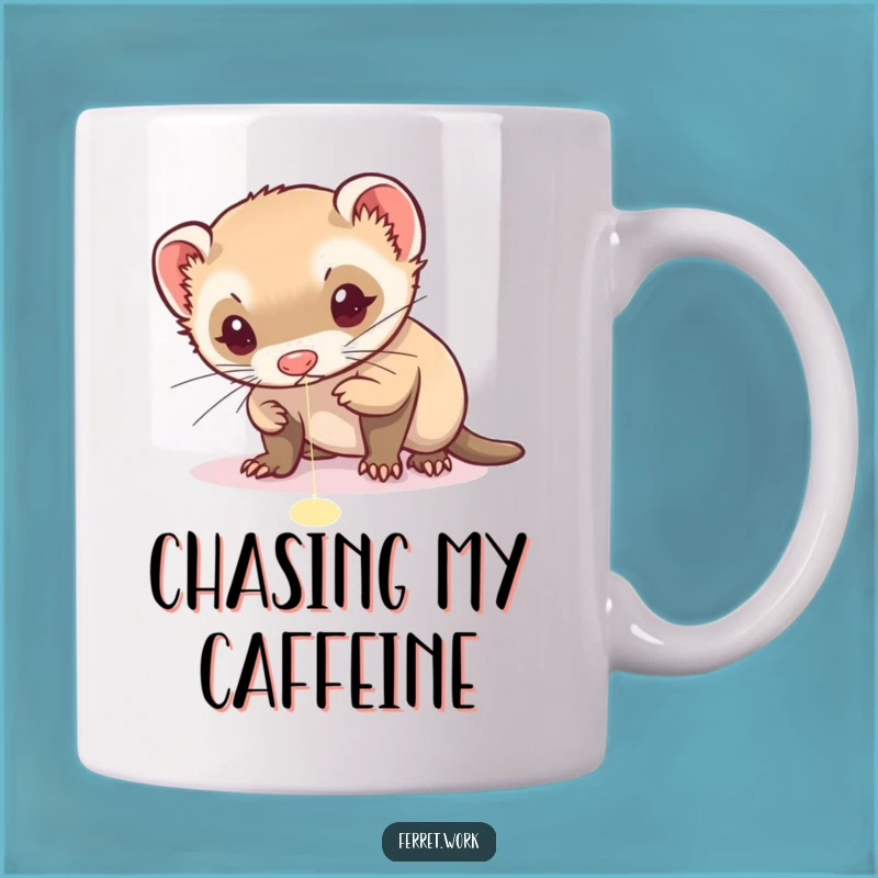 Funny Ferret Laser Mug: Intense focus on dot, a hilarious gift for pet lovers.