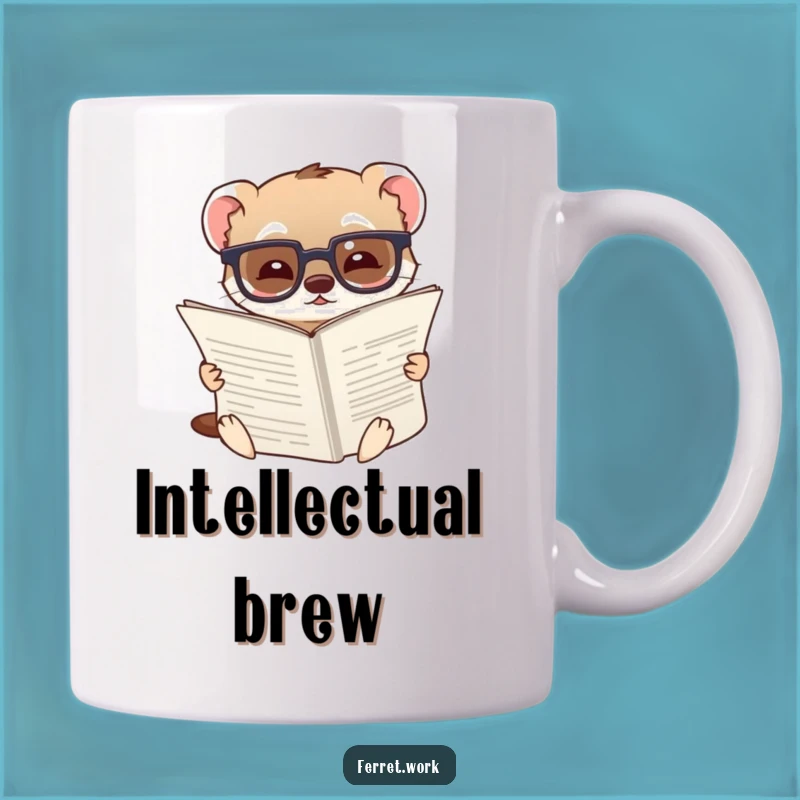 Funny Ferret Mug: Scholarly Spectacled Reader
