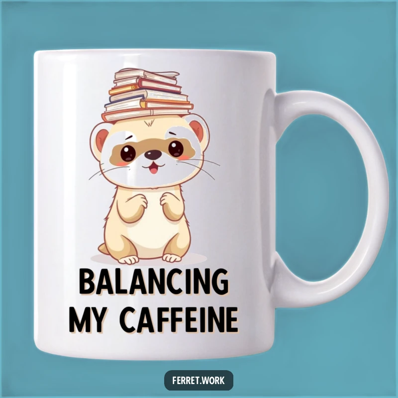 Funny Ferret Paper Stack Mug - Overwhelmed Animal Office Humor