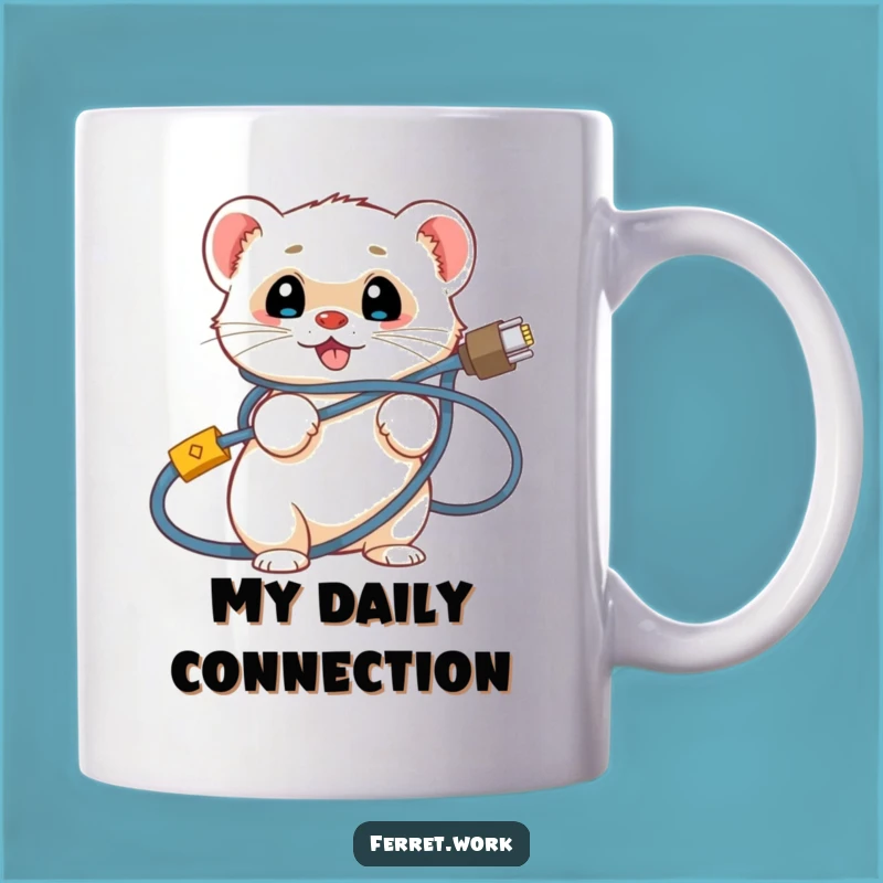 Funny Ferret Tangle Mug: Hilarious Tech Struggle Gift for Network Lovers