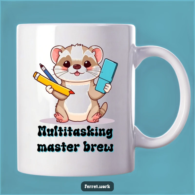 Funny Kawaii Ferret Juggling Supplies Mug - Multitasking Humor Gift