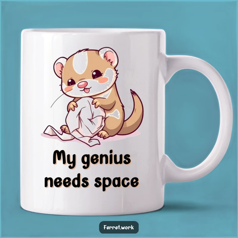 Funny Kawaii Office Ferret Mess Mug - Hilarious Crumpled Paper Gift Idea