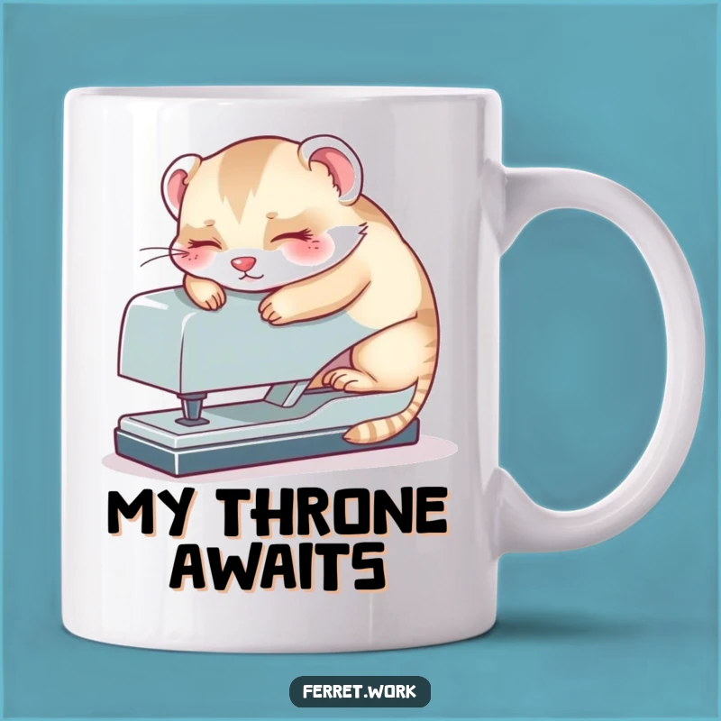 Funny Kawaii Office Ferret Napping on Stapler Mug, The Perfect Humorous Gift for Colleagues