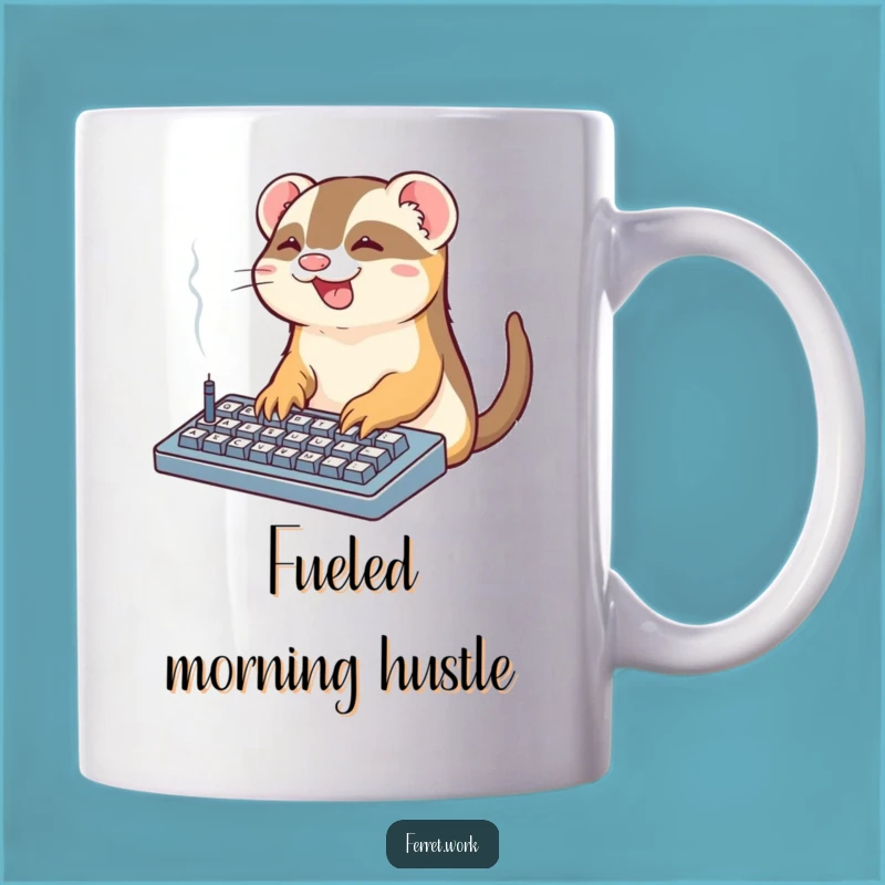 Funny Office Ferret Keyboard Mug: Smoking Desk Pet Perfect Funny Gift
