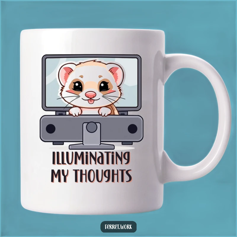 Funny Mischievous Ferret Mug: Hidden Pet Desktop Prankster Gift