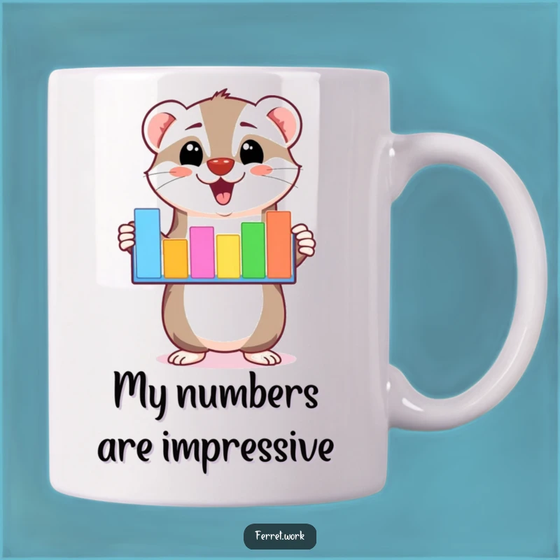 Funny Kawaii Ferret Bar Graph Mug: Enthusiastic Data Presentation for a Hilarious Gift