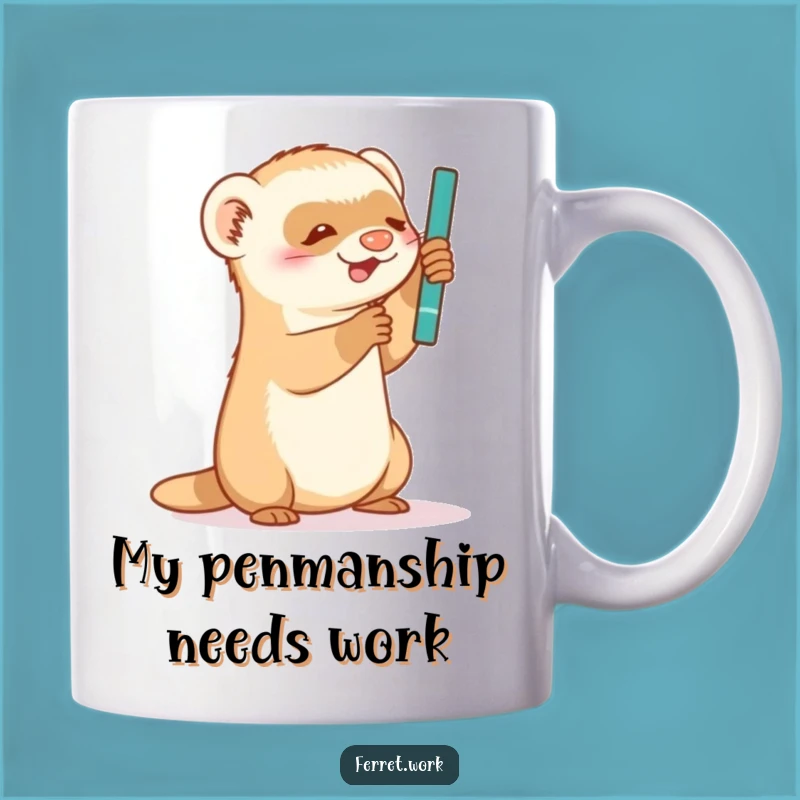 Funny Ferret Mug: Playful Pen Batting, Perfect Humorous Gift for Ferret Lovers