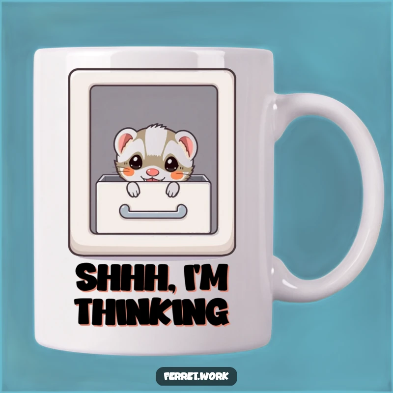 Funny Kawaii Office Ferret Mug - Stealthy Hide & Seek Coffee Gift