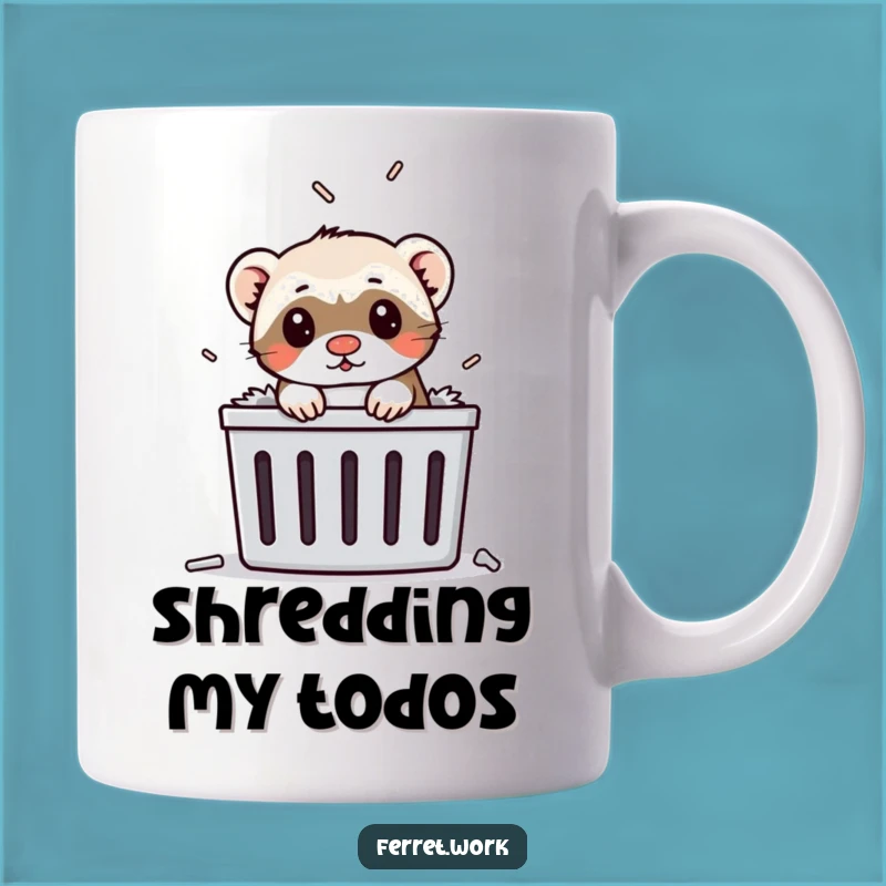 Funny Ferret Paper Shredder Mug: A Hilarious Office Mishap for a Comical Gift