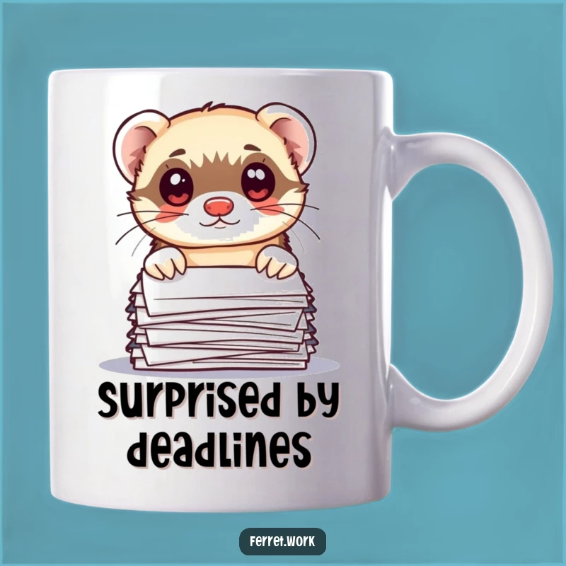 Funny Office Ferret Mug: Wide-Eyed Humor & Perfect Desk Gift