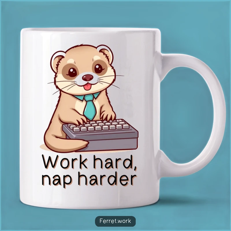 Funny Ferret Office Mug: Busy Tie-Wearing Worker Gift for Professionals