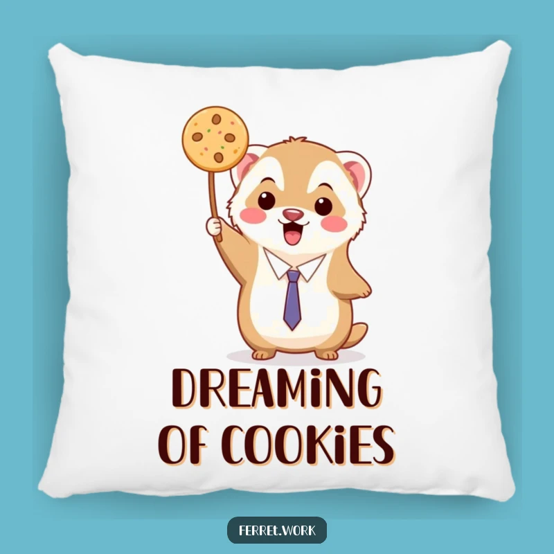 Comfy Funny Kawaii Ferret Cookie Victory Pillow - Cozy Treat Buddy Gift