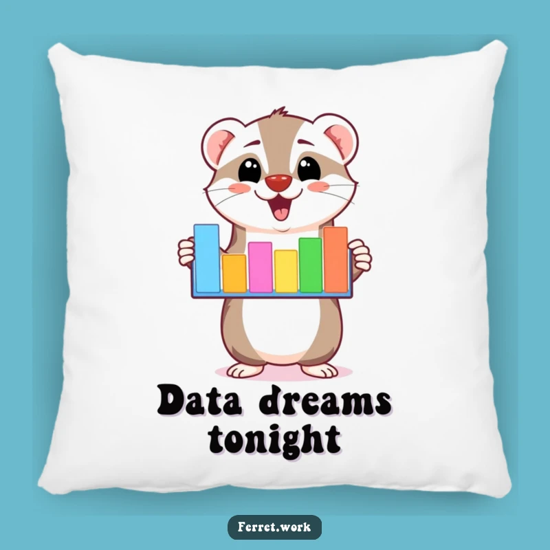 Funny Kawaii Ferret Bar Graph Pillow: Comfy Data Presentation for a Cozy, Hilarious Room
