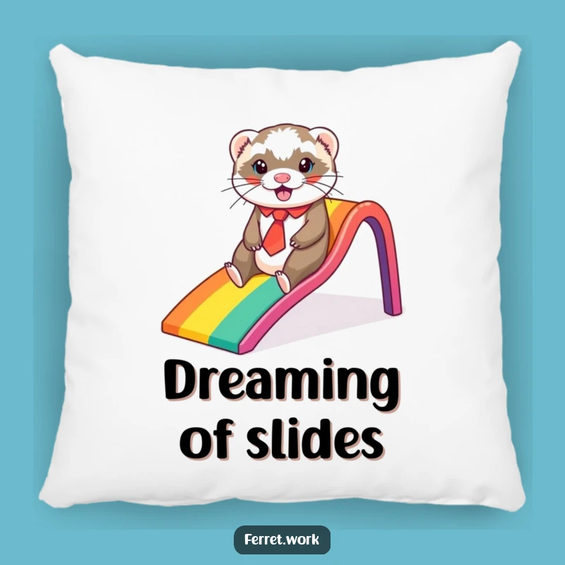 Funny Ferret Rainbow Slide Pillow: Cozy Comfort & Whimsical Humor