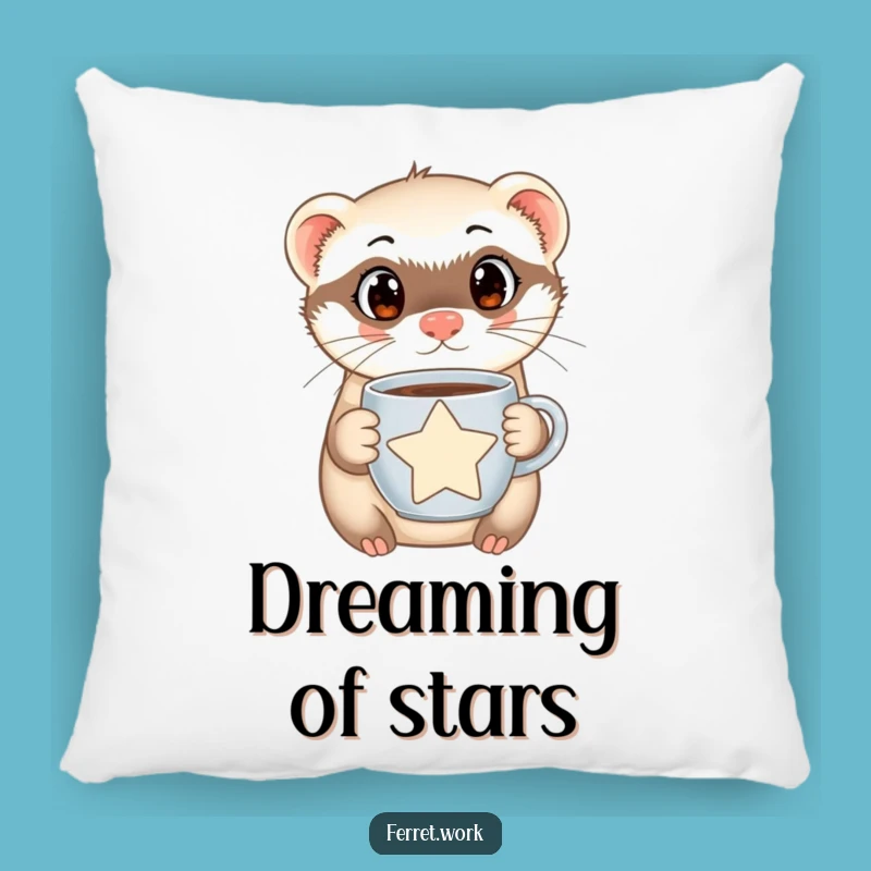 Funny Ferret Pillow: Curious Eyes & Star Coffee Cozy Home Gift