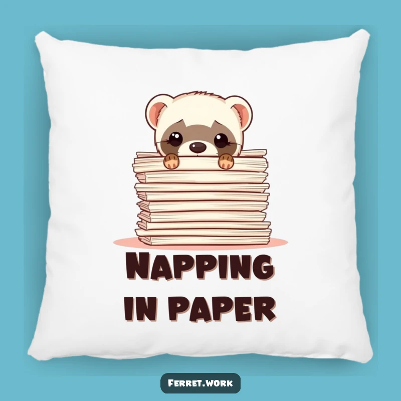 Funny Ferret Paperwork Pillow: Cozy Hiding Accent Gift