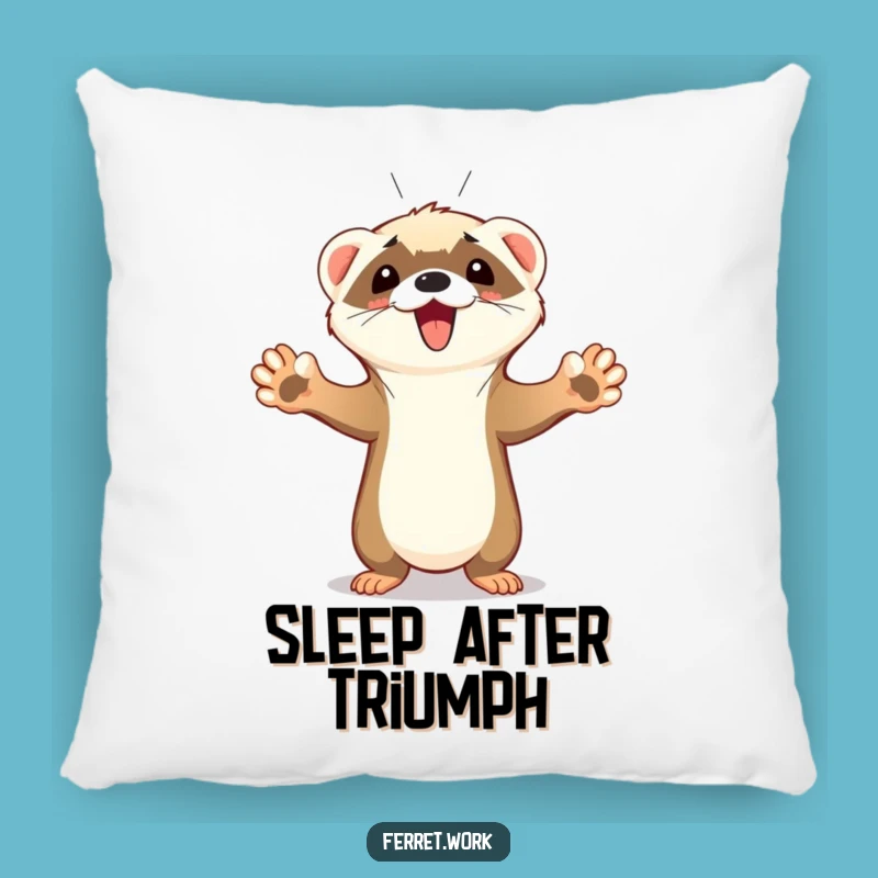 Funny Ferret Pillow: Paws Up Celebration Comfort Cozy Gift
