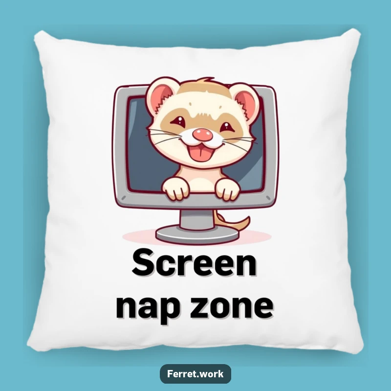 Funny Ferret Tech Grin Pillow: Cozy and Hilarious Home Decor