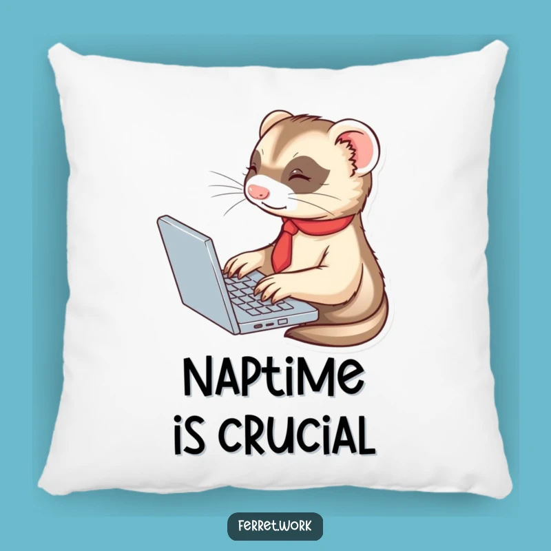 Funny Ferret Tie Pillow - Cozy Laptop Typer Decor Gift