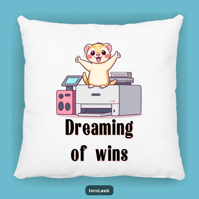 Funny Kawaii Office Ferret Printer Dance Pillow, Soft Celebration