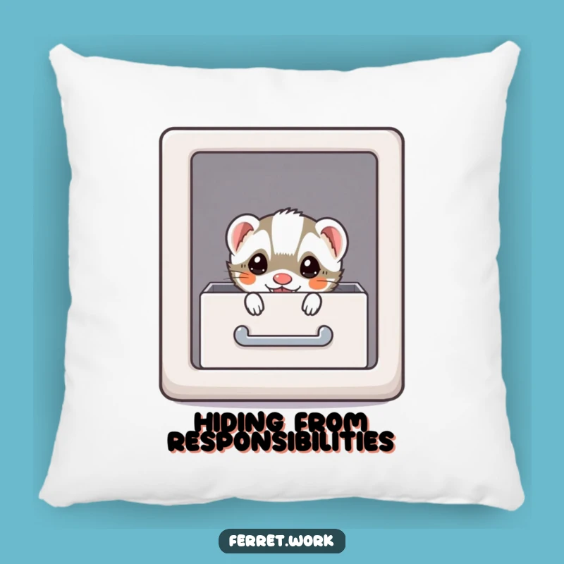 Funny Kawaii Office Ferret Pillow - Cozy Hideout Comfort Gift