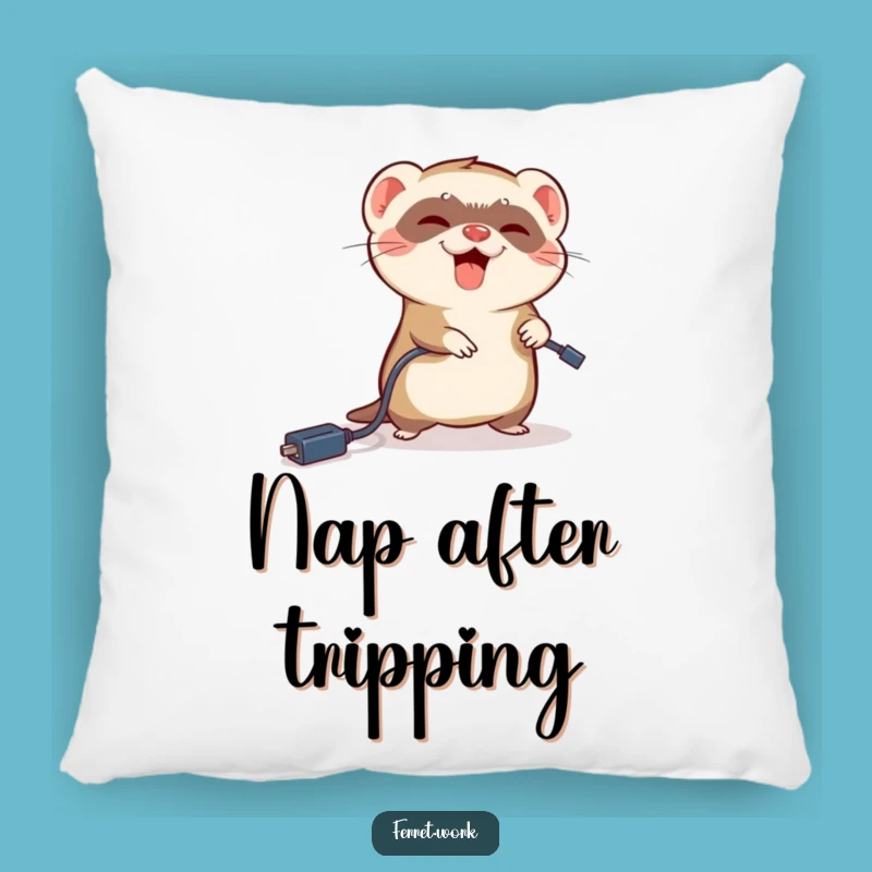 Funny Ferret Tripping Pillow: Cozy Clumsy Accent Gift
