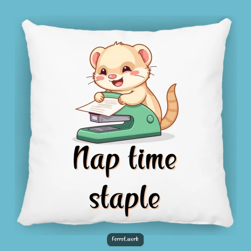 Funny Kawaii Office Ferret Stapler Pillow, Soft & Comedic