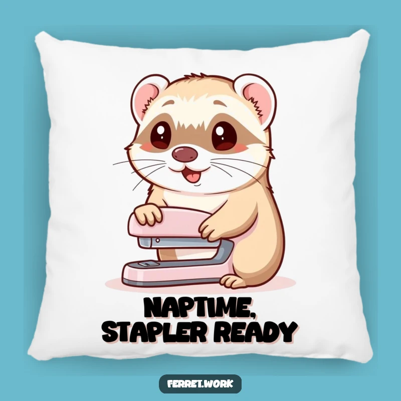 Funny Ferret Stapler Nod Pillow: Cozy and Hilarious Home Office Decor