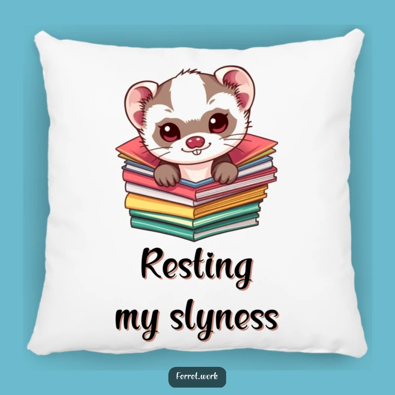 Funny Kawaii Ferret Folder Pillow: Cozy Cuteness & Mischief