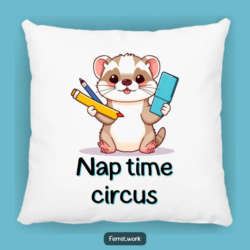 Soft Funny Kawaii Ferret Juggling Supplies Pillow - Cozy Comedic Accent