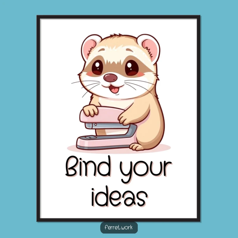 Funny Ferret Stapler Nod Digital Art: Instant Hilarious Decor for Offices