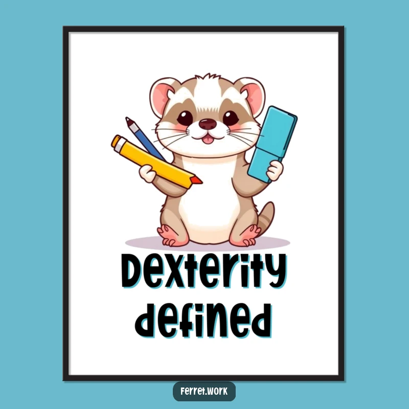 Funny Kawaii Ferret Juggling Digital Art - Instant Skillful Decor
