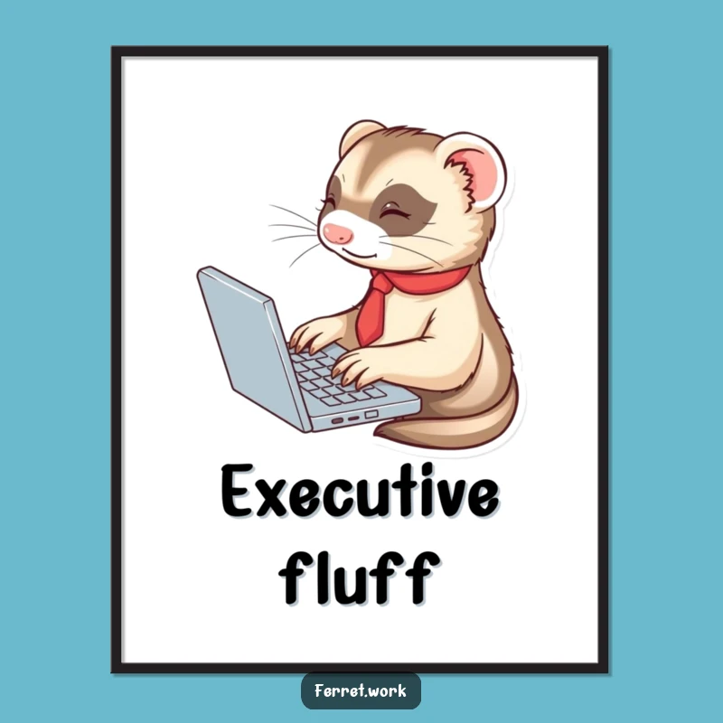 Funny Ferret Tie Digital Art - Business Laptop Typer Decor Gift
