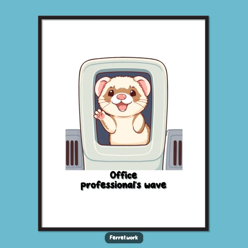Funny Ferret Cubicle Wave Digital Art - Instant Cheerful Decor