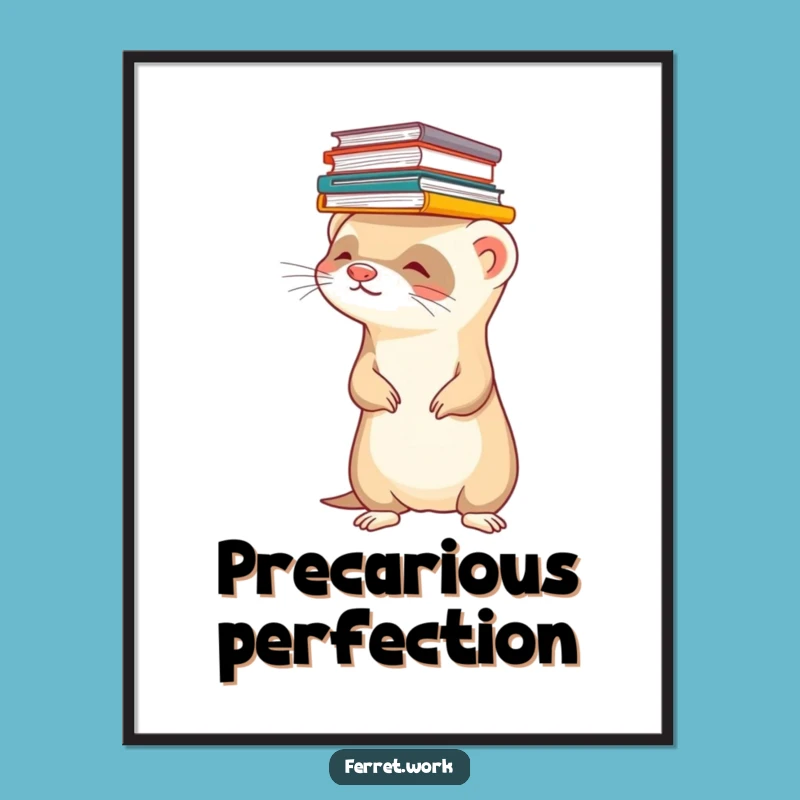 Funny Ferret Files Digital Print: Office Chaos Pet Art Gift
