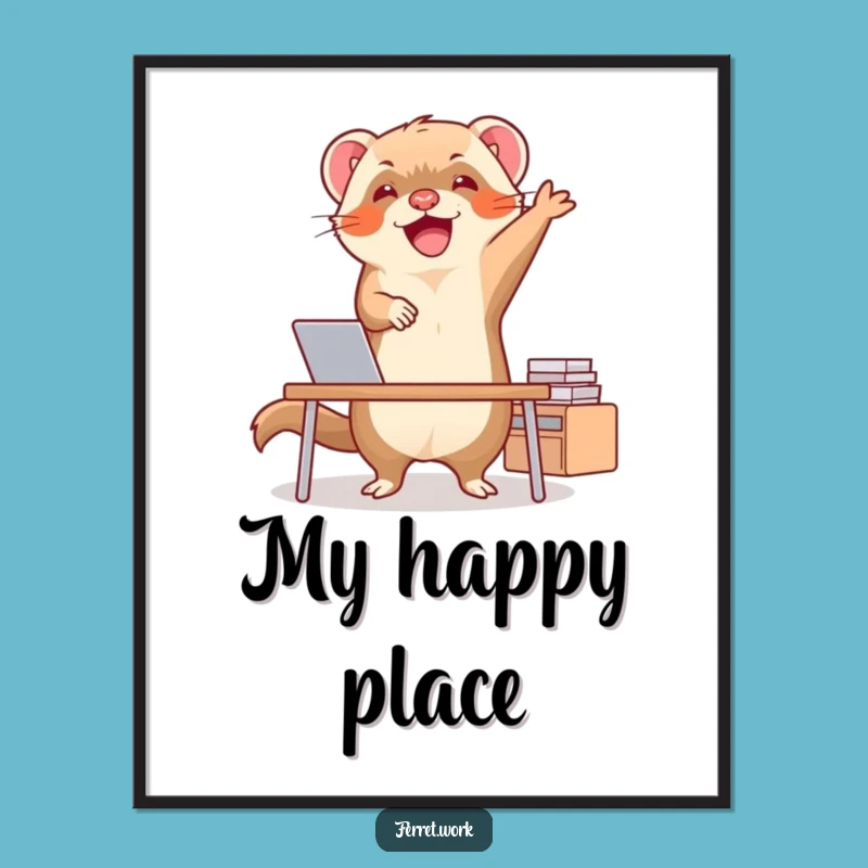 Funny Ferret Happy Dance Digital Art: Instant Hilarious Gift for Your Walls