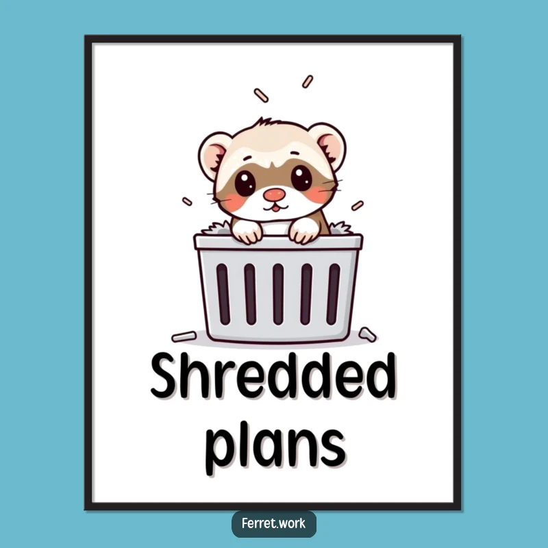 Funny Ferret Paper Shredder Digital Art: Hilarious Office Scene for a Comical Statement Wall