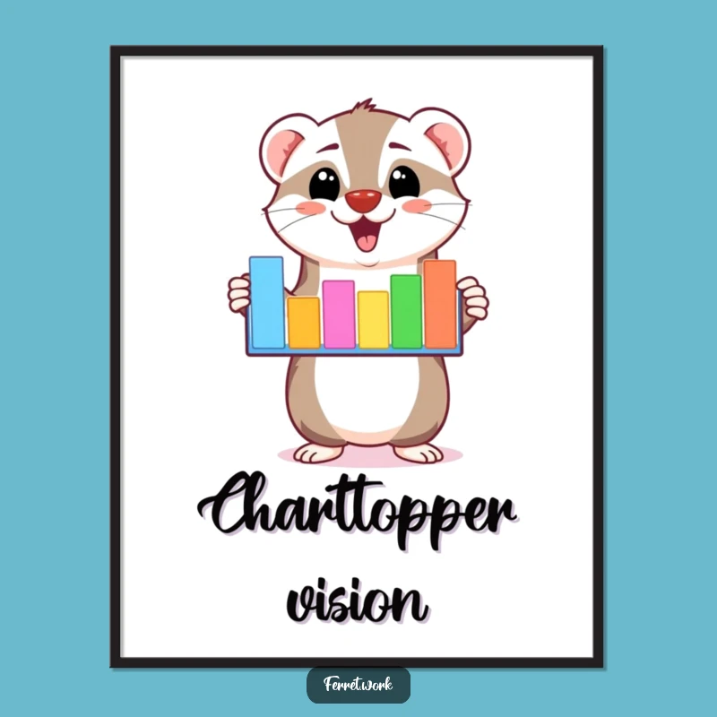 Funny Kawaii Ferret Bar Graph Digital Art: Enthusiastic Data Visualization for a Hilarious Home