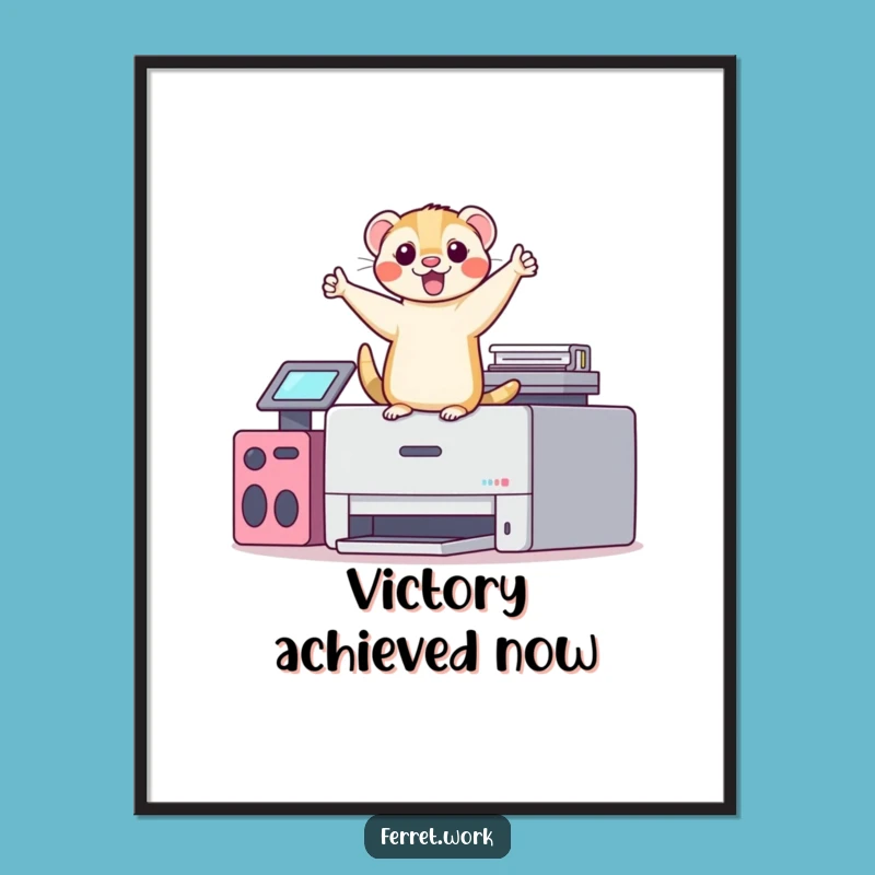 Funny Kawaii Office Ferret Printer Dance Digital Art, Instant Joy