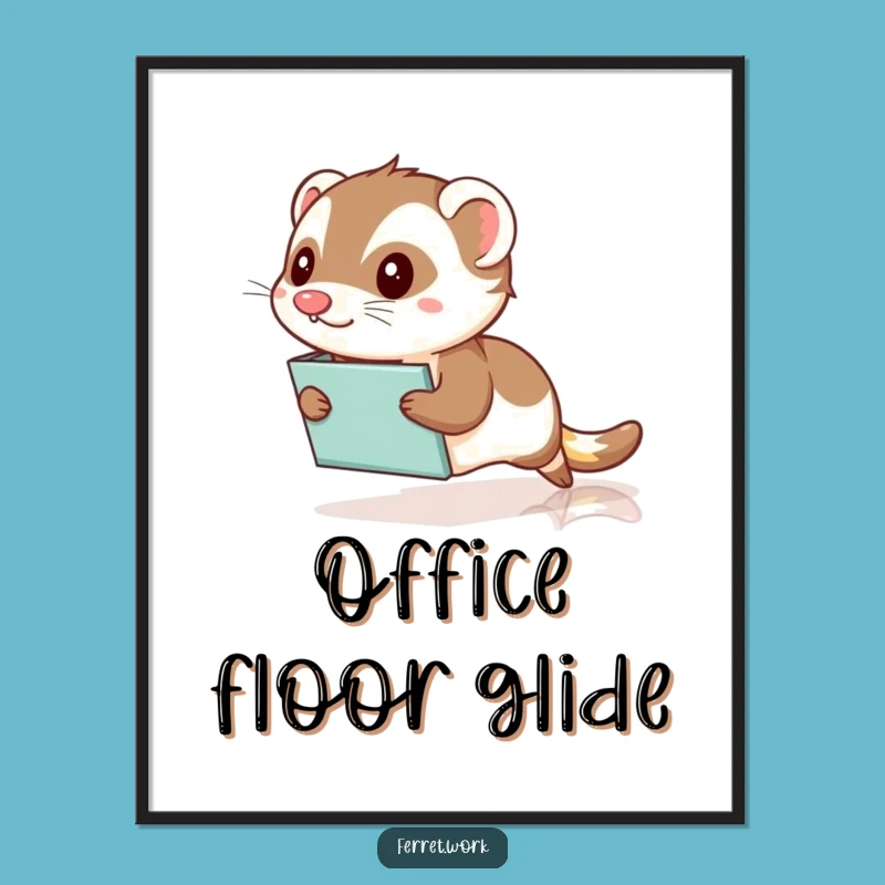 Funny Office Ferret Slide Digital Art - Instant Hilarious Decor for Your Workspace!