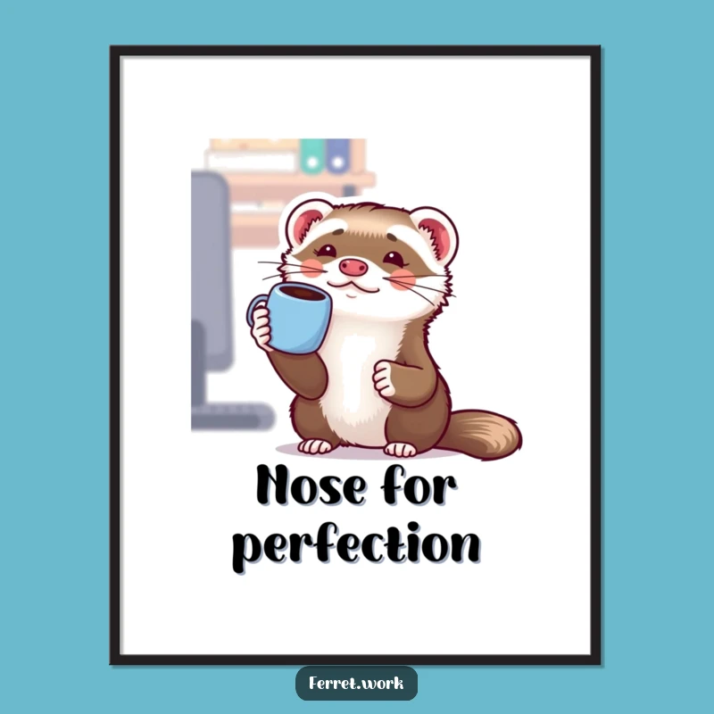 Funny Office Ferret Coffee Mug Digital Art - Instant Hilarious Decor for Your Workspace!