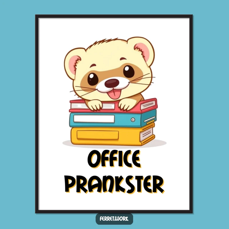Funny Ferret Office Digital Print: Wall Art, Mischievous Grin, Instant Gift!