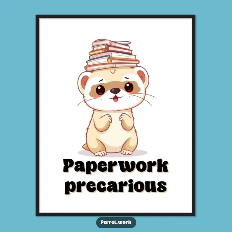 Funny Ferret Paper Stack Digital Art - Instant Office Humor Print