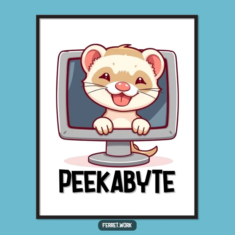 Funny Ferret Tech Grin Digital Art: Instant Hilarious Decor for Geeks