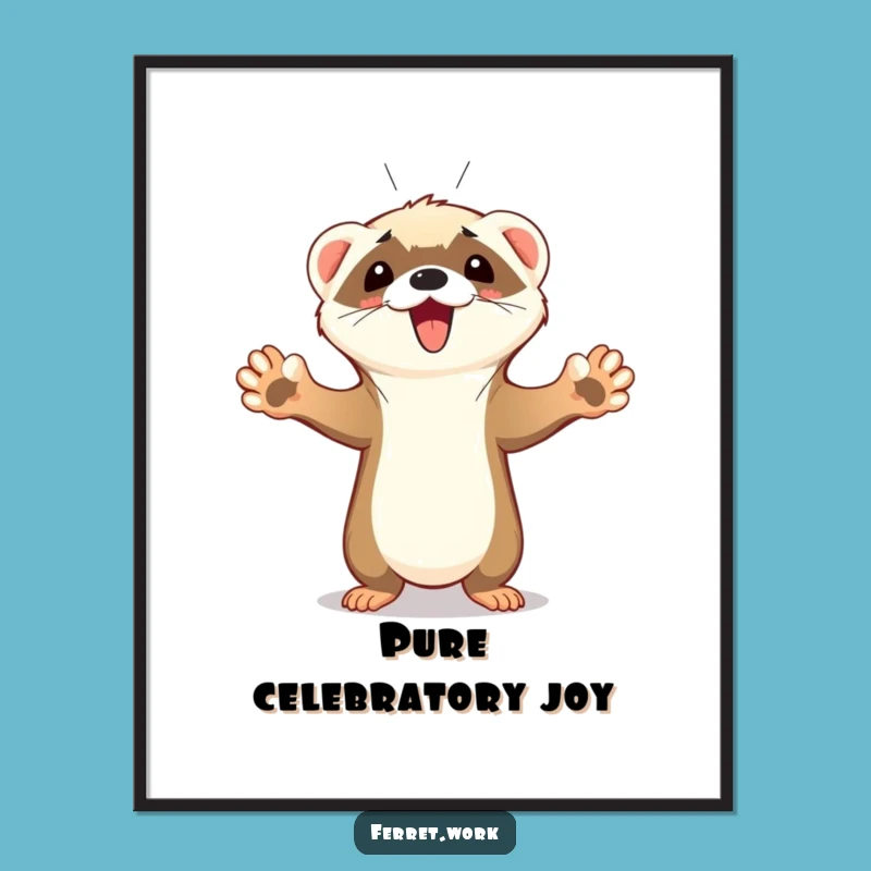 Funny Ferret Digital Art: Paws Up Celebration Goal Download