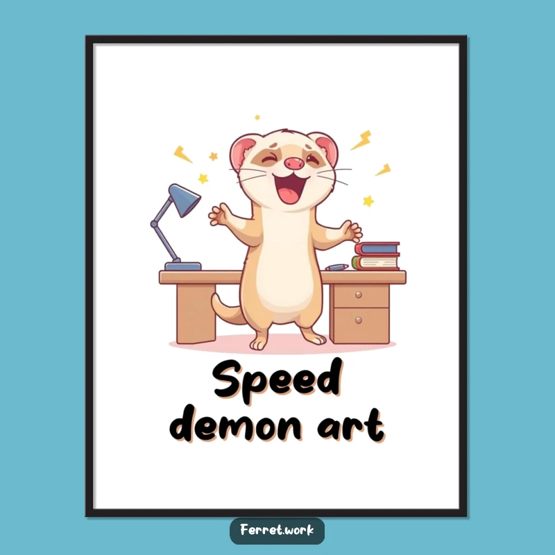 Funny Zoomie Ferret Digital Art: Bring Celebratory Energy Home