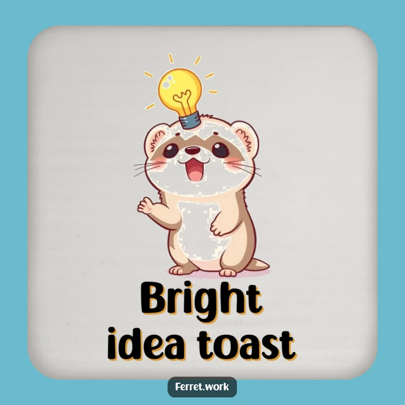 Funny Ferret Idea Coasters: Lightbulb moment, protecting surfaces with humor.